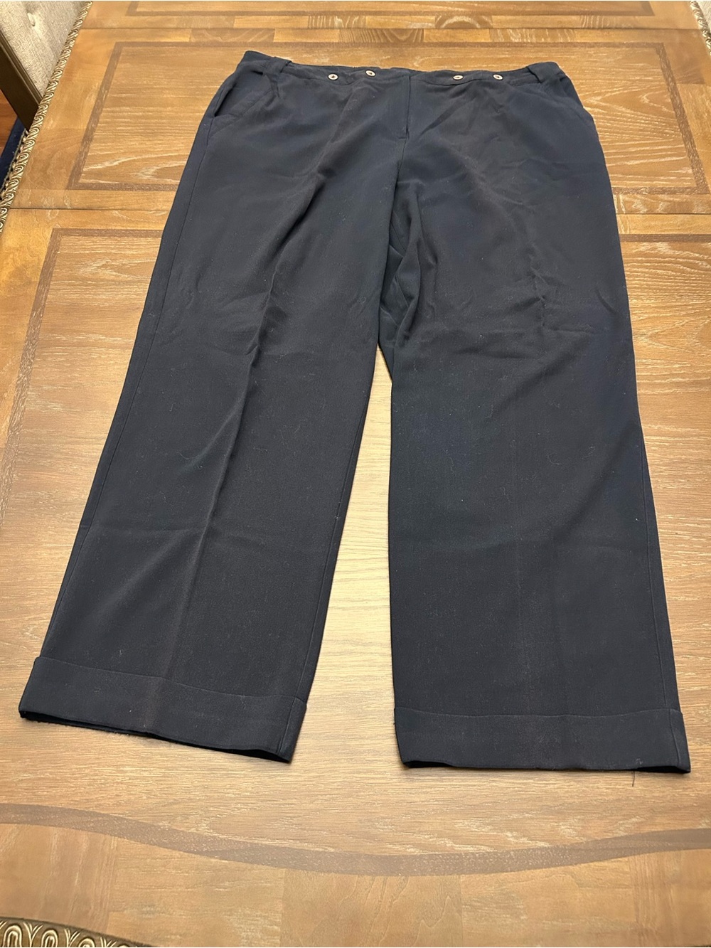 Cato Navy Straight-Leg Pants with Cuffed Hem